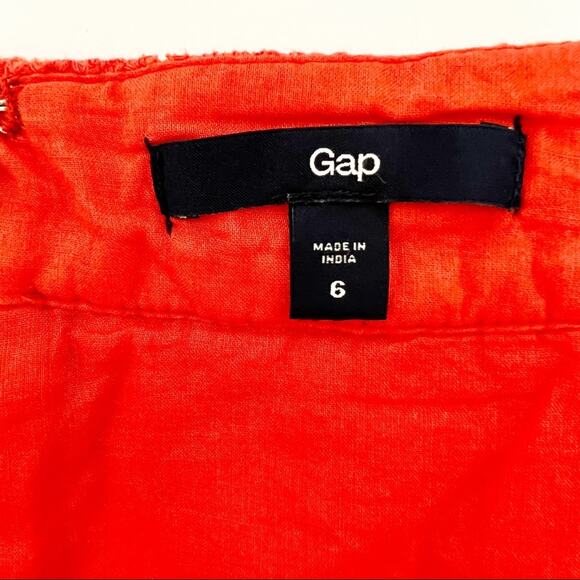 Gap Red Orange Eyelet Back Zip Mini Skirt Women’s Size 6 - Picture 6 of 9